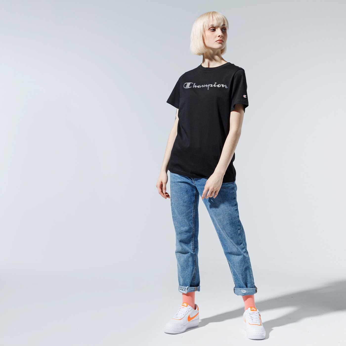 Női póló CHAMPION PÓLÓ LADY SHINE LOGO TEE 113863kk001 szín: fekete