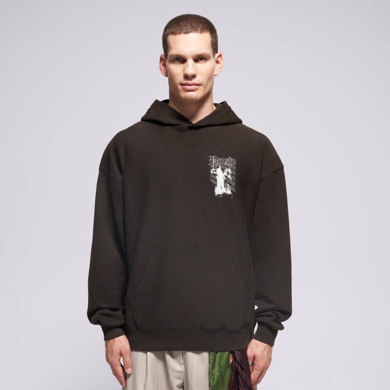 PROSTO PULÓVER KAPUCNIS HOODIE SHADOW WASHED BLACK