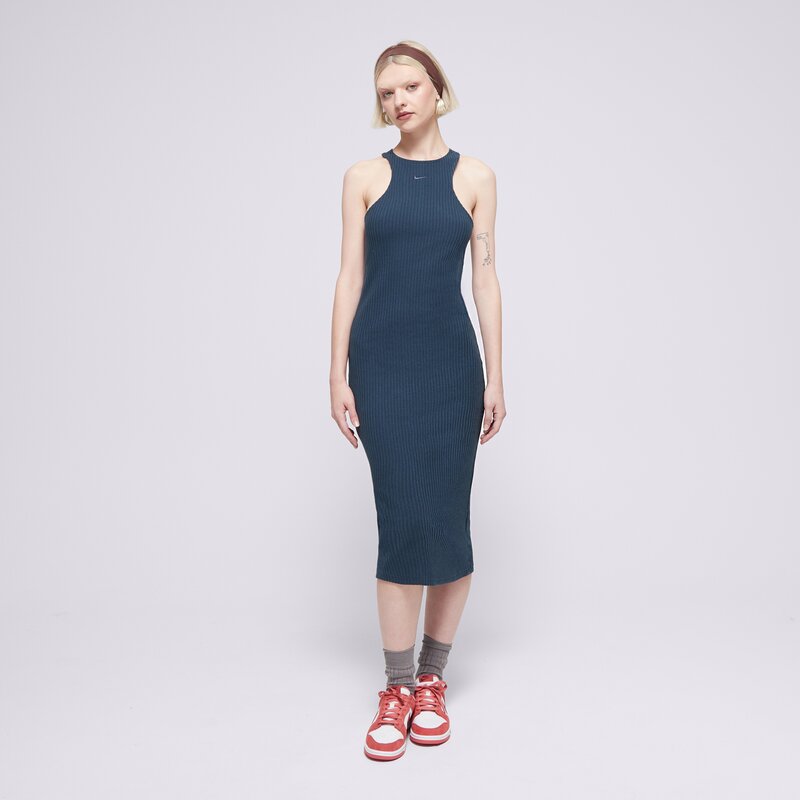 NIKE NŐI RUHA W NSW NK CHLL KNT RIB MIDI DRS