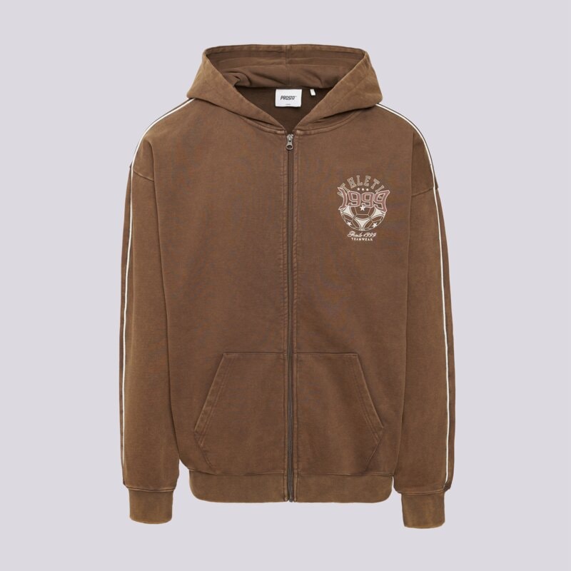 PROSTO PULÓVER CIPZÁRAS ZIP HOODIE ATHLETIC WASHED BROWN