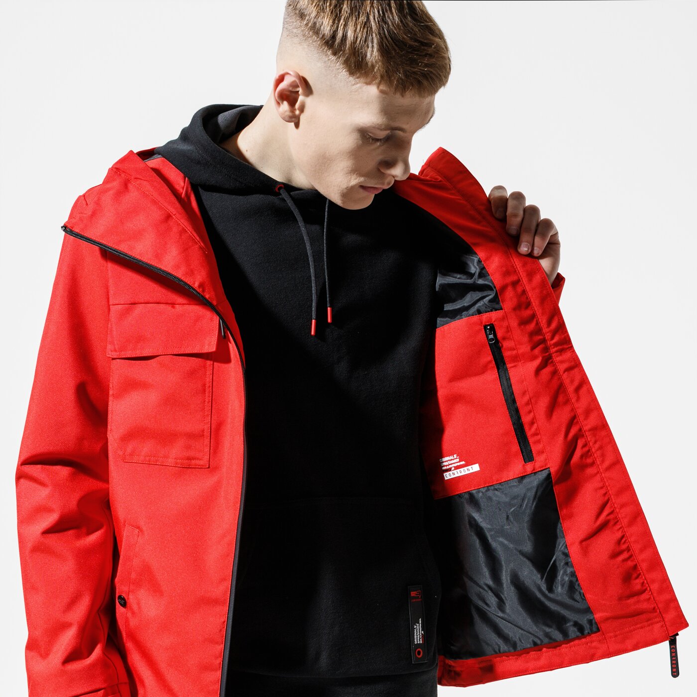 Férfi átmeneti kabát CONFRONT KABÁT RAMSAY cf120kum24002 szín: piros