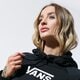 Női pulóver VANS PULÓVER KAPUCNIS FLYING V BOXY HOODIE vn0a47tcblk1 szín: fekete