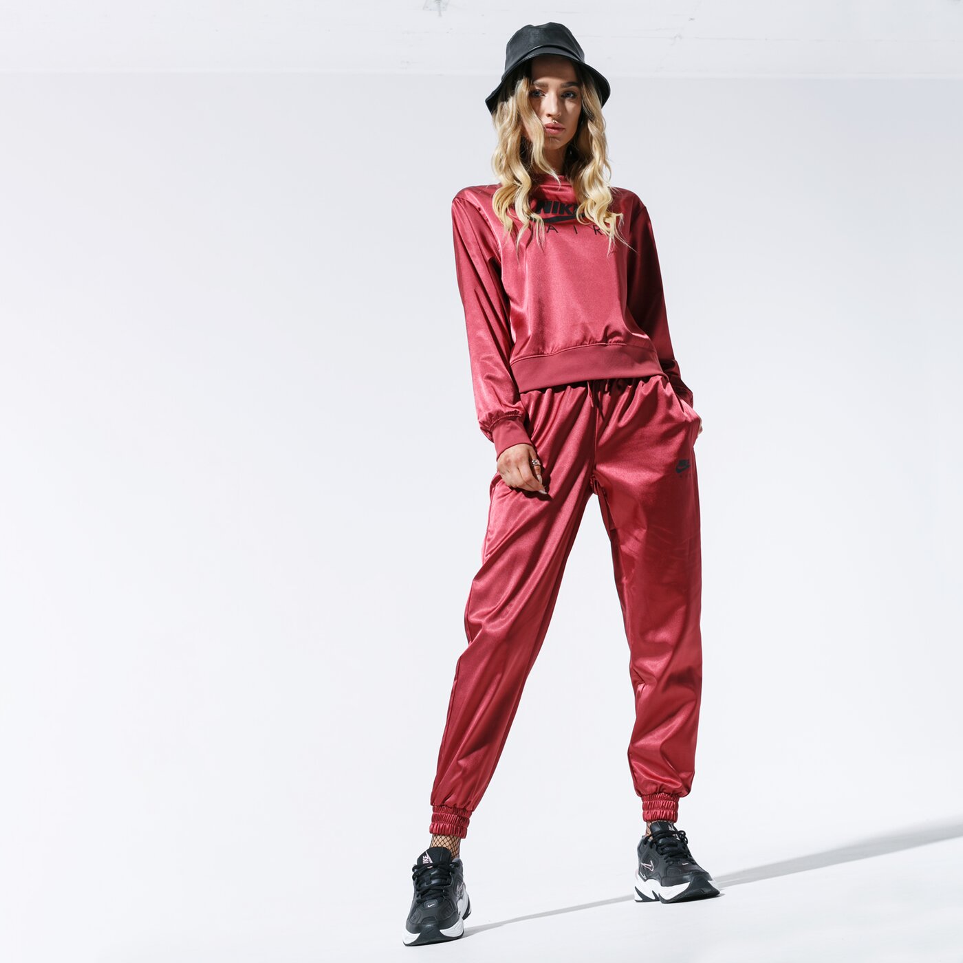 nike air satin track pants black
