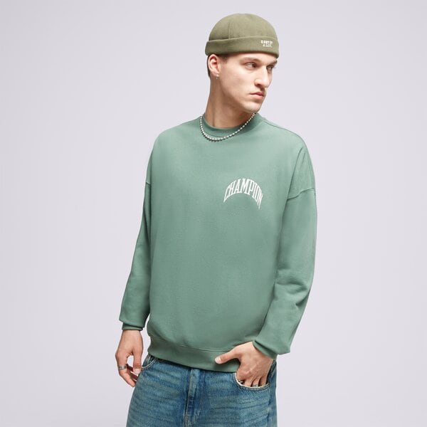 Champion Pulóver Crewneck Sweatshirt Zöld EUR L